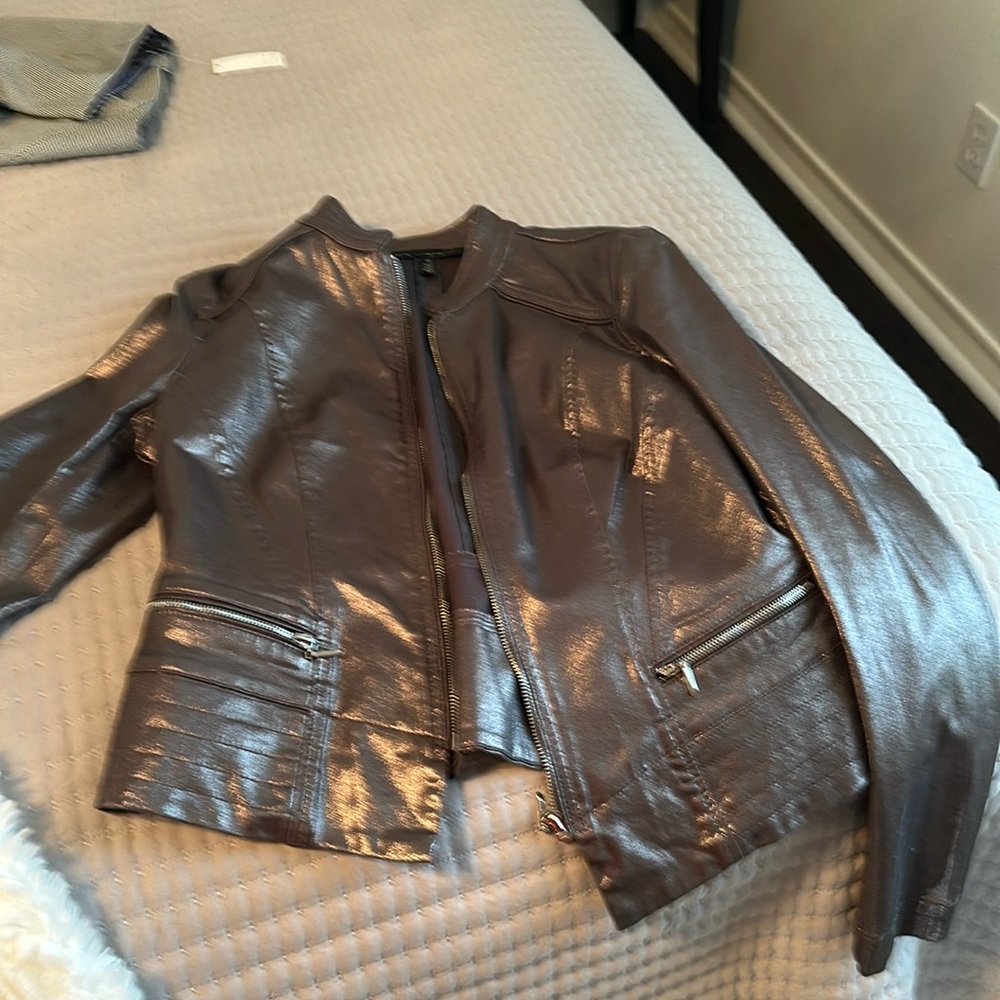 White House Black Market metallic moto jacket